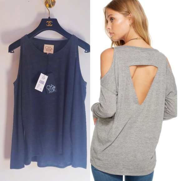 Chaser Gray Long Sleeve Tee with Open Back - Picture 13 of 13